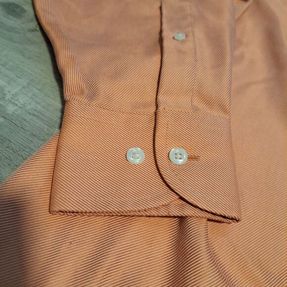 Stafford Men's Size 16 32/33 Shirt Long Sleeve Button Down Wrinkle Free Orange - Picture 5 of 10